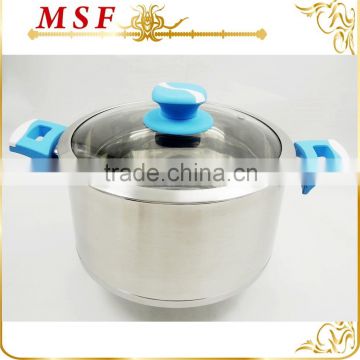 high-end design stainless steel casserole hot pot T-type lid and silicone paint bakelite handles
