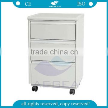 AG-BC003 cheap practical 3 drawers movable hospital abs overbed cabinet