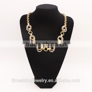 Fashion Women Gold Color Metal Chain with Mesh Short Necklace