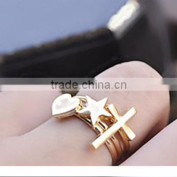 Wholesale fashion heart star and cross shaped rings set