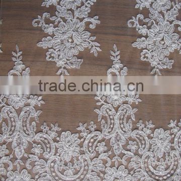 new fashion cotton lace polyester embroidery/beaded embroidery pearl/tules bordados/embroidered bridal satin fabric/polish lace/