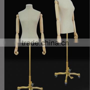 best selling women dummy/female torso witht he wood arms and moving base