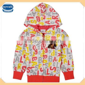 ( F3208 ) cream 18M-6Y New spring children clothes cartoon printed baby girl cotton hoody for kids