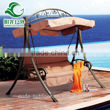 Factory wholesale hanging chair iron frame polyester fabric stainless steel garden swing