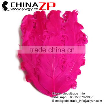 Leading Supplier Bulk Sale Cheap Dyed Hot Pink Curled Goose Feathers Pad for Girls Hair Accessories