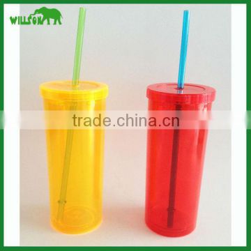 China new style plastic tumbler with lid and straw