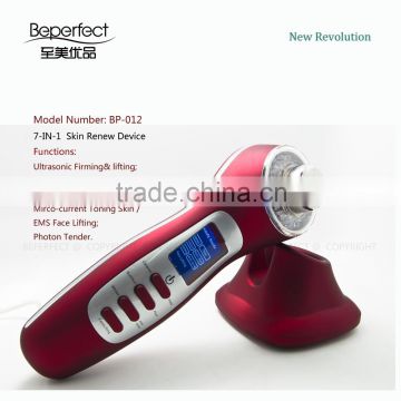 BP12 home use facial multifunction beauty machine with ultrasonic galvanic and Led lights therapy