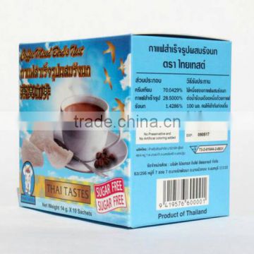 Natural Product Thai Tastes Instant Coffee Mixed Bird's Nest Sugar Free Healthy Coffee , High Quality With Proteins And Nutritio