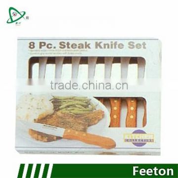 8pcs stainless steel steak knife set with wooden handle