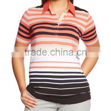 Low price women's polo t-shirt with stipe polo