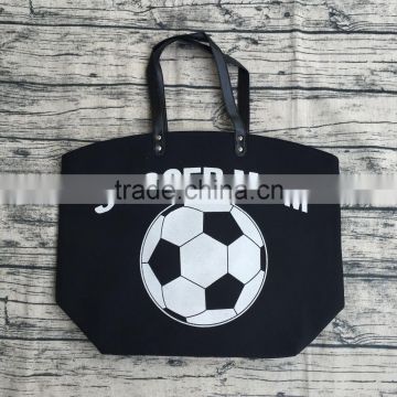 wholesale soccer mom canvas tote bags with leather handles