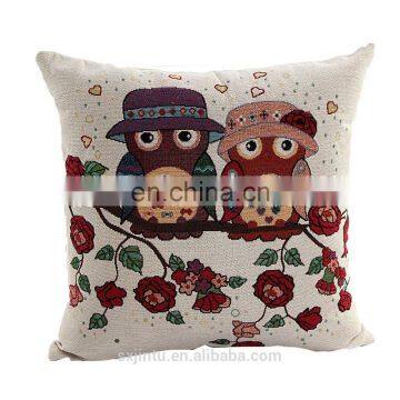 45*45cm Owl Pattern Soft Linen Decorative Throw Toss Pillow Case Home Cushion Cover Pillowcase,Colorful