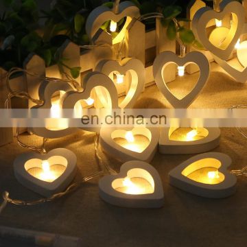 Festival Decoration Led Wooden Heart Valentine's Day Gift String Light