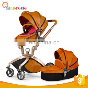 EN1888 3 in 1 high view PU leather landscape pram with car seat