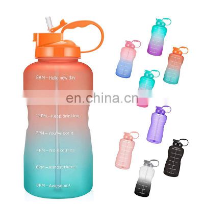 64oz leak proof  big capacity durable time marker wide mouth BPA free motivational camping sports fitness bottle