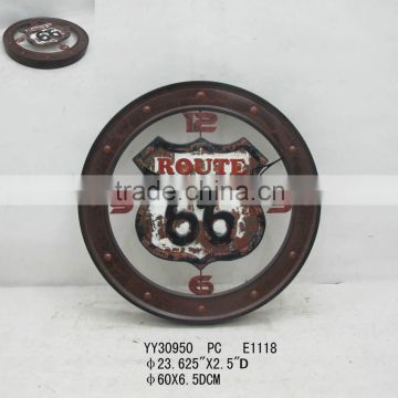rustic 66 design metal clock, round clock