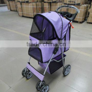 purple 4 wheels pet stroller/pet trolley