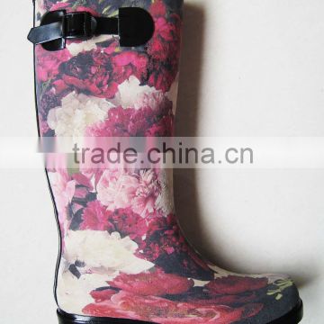 3D flower woman rain boots