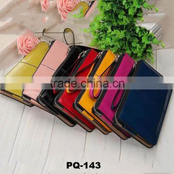 7 colors Candy Color Personalised Zipper Leather laides Wallet bag Hand Bag for women