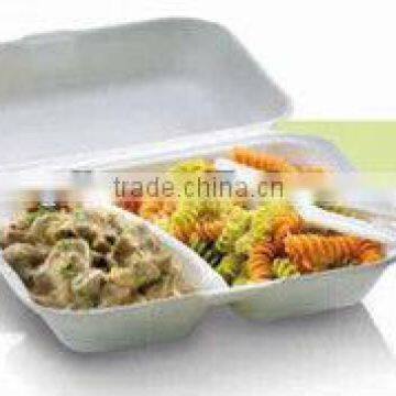 Eco-green Biodegradable 2-Compartments Clamshell Box
