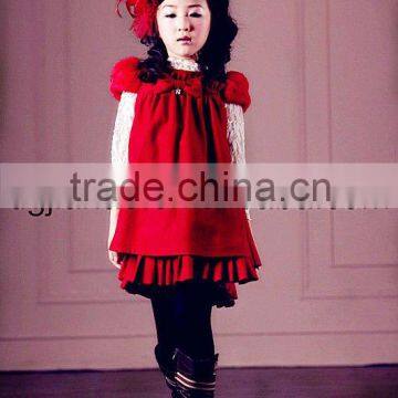 New fashion warm korean woolen short sleeve baby dress