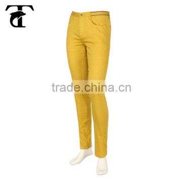 2015 most popular Casual mens trousers yellow color men pants