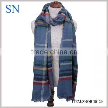 100% acrylic knitted plaid pashmina scarf