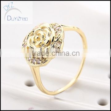 Crystal clear fashion design brass cz rings with flower art