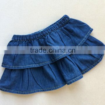 Cheap 100% cotton pleated soft baby girls mini skirt baby denim skirt