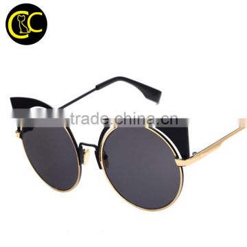 2016 Summer Style Cat Eye Sunglasses Women Brand Designer Round Circle Sun glasses Mirror lens Shades Cateye Sunglasses CC5012