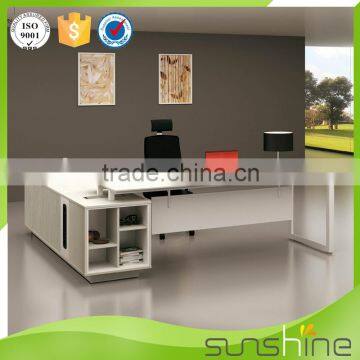 L Shaped Modern High Quality Wooden Table Top Aluminum Feet Executive Office Desk