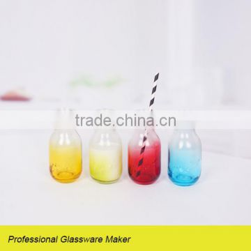 new design colored glass milk bottle with straw