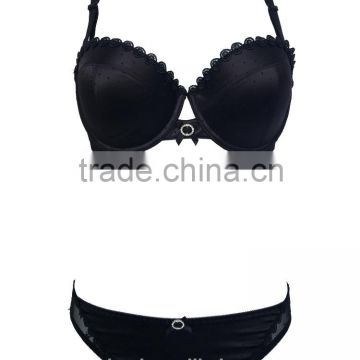 Classic dot satin push up bra and panty(CSW6010)