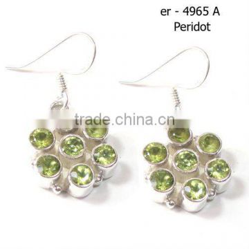 Peridot jewelry 925 silver earrings semi precious gemstone earrings