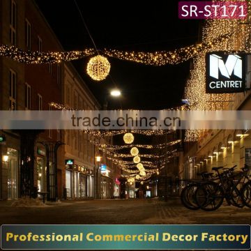 Customize commercial over the street LED ball decoration for new year decoration