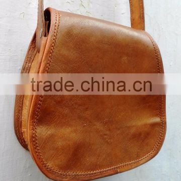 Vintage Leather saddle bags for girls/ Real goat leather hand made side bag