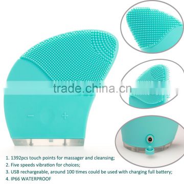 Promotional Gift Face Cleansing Brush Natural Silicone gel Electric Facial Cleansing Brush Rechargeable Face Cleaning