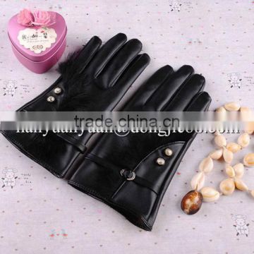 protective hand suede fashion winter fur fingerless leather gloves