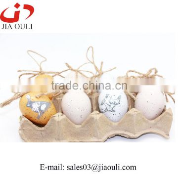 New design easter decorations with silk pringting plastic hanging egg