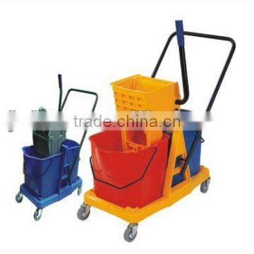 3 Double mop wringer trolley,cleaning mop trolley,wringer bucket trolley
