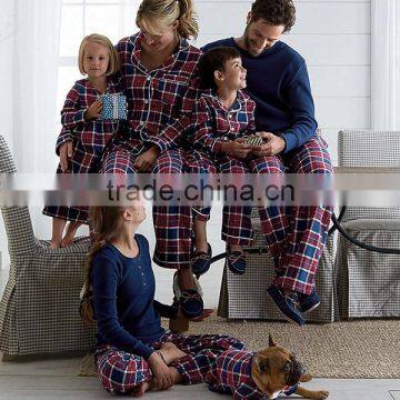 2016 Old Fashion Family Wholesale Sleep Wear Checks Flannel Pajamas