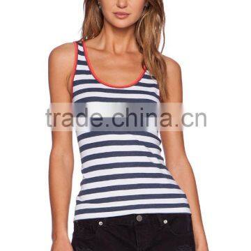 contrast trim polyester cotton tank top