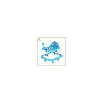 Adjustable Backrest Sit In Rolling Baby Walker Blue Cartoon Elephant Style