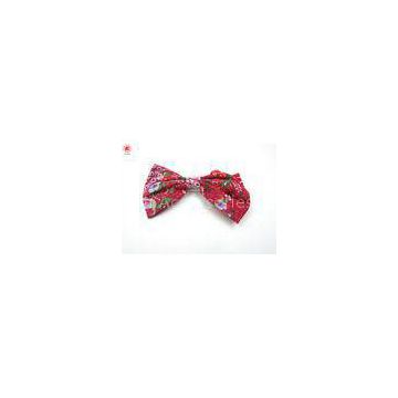 Unique Red Floral Fabric Hair Clips Handmade Hair Accessories For Women
