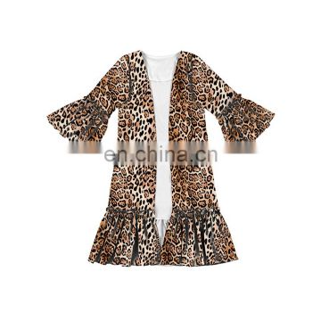 Girl Cheetah Print Bell Sleeve Kimono Loose Cover Up Casual Blouse Cardigan Capes