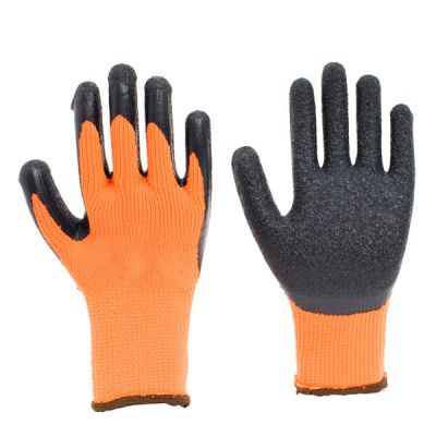 7gauge polyester loop napping liner latex crinkle firm grip mens winter work gloves