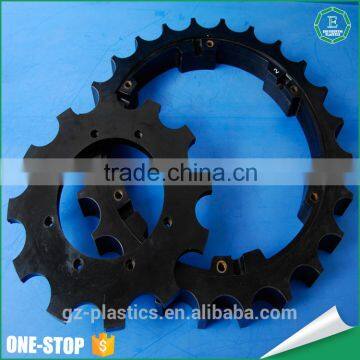 Custom precision diameter CNC machined nylon tooth gears black plastic gear wheel