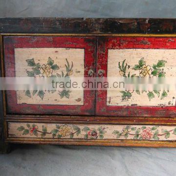 Reclaimed Wooden Funiture/ Antique Mongolia painting cabinet