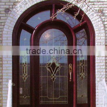 Round Top Decorative Glass Wooden French Doors Design With Side Lite DJ-S6088