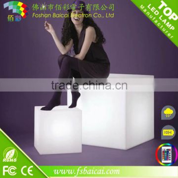 Cordless PE led cube/ batter operated plastic 16 color change light up led cube chair